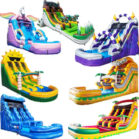 Tobogán Acuático Inflable Comercial DolphinToboggan para el Verano, Tobogán Acuático Inflable con Diseño de Palmera de 18 OZ