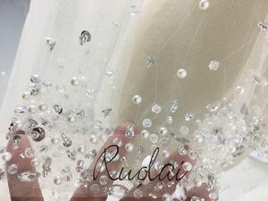 Ruolai WV01 cappella di lusso lunghezza perle di cristallo veli da sposa da sposa veli - Product Image 3