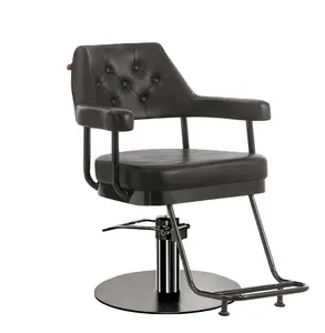 Hot Selling Black Leather And Silver Metal Salon Barber Shop Chair For Hair Cutting At Factory Price
