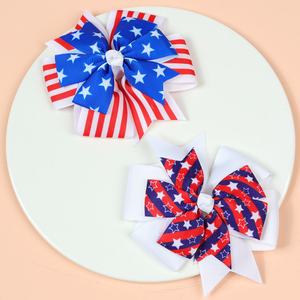 Vente en gros : Pinces à cheveux 4 juillet pour bébé fille, motif étoile <span class=keywords><strong>et</strong></span> drapeau rayé, accessoires de coiffure pour la Journée du Drapeau - Product Image 4