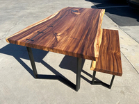 Table de salle à manger en bois massif de noyer à bord naturel, prix d'usine, mobilier de cuisine de luxe