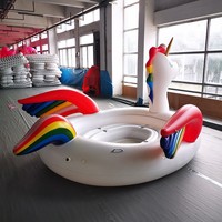 Licorne gonflable géante pour 6 personnes Île flottante pour plusieurs personnes Feu Noir fête gonflable Noël boule gonflable décoration