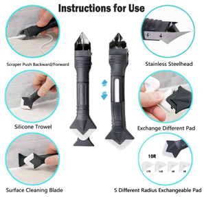 <span class=keywords><strong>Kit</strong></span> d'outils <span class=keywords><strong>de</strong></span> finition <span class=keywords><strong>de</strong></span> <span class=keywords><strong>calfeutrage</strong></span> <span class=keywords><strong>de</strong></span> 15 pièces, outils <span class=keywords><strong>de</strong></span> <span class=keywords><strong>calfeutrage</strong></span> 3 en 1 (tête en acier inoxydable) scellant en Silicone, grattoir et dissolvant <span class=keywords><strong>de</strong></span> coulis <span class=keywords><strong>de</strong></span> <span class=keywords><strong>calfeutrage</strong></span> - Product Image 1