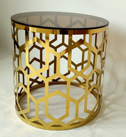 Table basse ronde moderne en marbre, table centrale en acier inoxydable en nid d'abeille, ensemble de tables d'appoint pour la maison