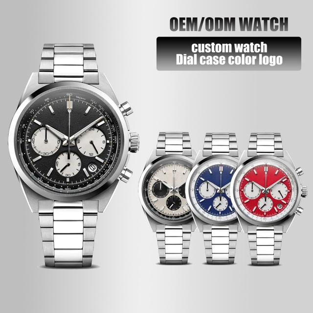 Custom Multi-Function Men's Quartz Business Luxury Fashion Chronograph Complete Calendar Analog Glass Stainless Steel 3BAR 5ATM