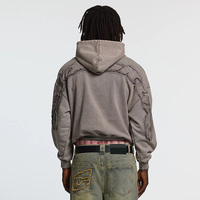 Sudadera con capucha personalizada Yali con apliques bordados, lavado vintage, 100% algodón, felpa francesa, corte holgado, venta al por mayor del fabricante