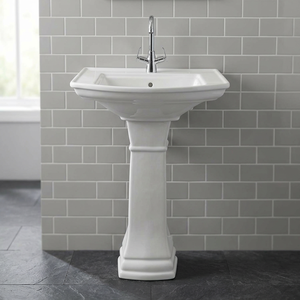 Wash Basin Pedestal Ceramic Bathroom Sanitary Ware Single Piece Hand Washing Sink With Water Mixer - Product Image 5