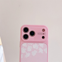 Coque de téléphone coréenne à motif floral en dentelle pour iPhone 17 Pro 16 15 14 13 avec dragonne en dentelle, protection anti-chute avancée