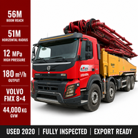 Pompe à béton Sany 56m de type 8 Pro 2020, camion Volvo FMX 8x4 Diesel 180m³/h, pompes à béton d'occasion