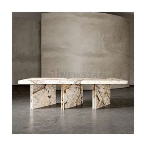 Newstar Panda blanco de lujo personalizado de piedra mesa de mármol comedor mesa de comedor para <span class=keywords><strong>restaurante</strong></span> - Product Image 5
