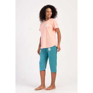 Traje de dormir capri ovalado de manga corta con cuello redondo para mujer, talla XXL - Product Image 3