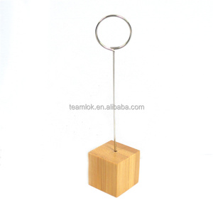 竹木底座，带金属夹名片架展示架 - Product Image 1