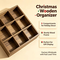 Plateau cadeau en bois à neuf compartiments, style plateau, avec couvercle, personnalisable avec des images pour la décoration de Noël et d'Halloween