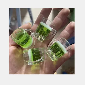 Resin Doll house Accessories Miniature Beer Mug Green Beer Cup For Toy Slime Charm