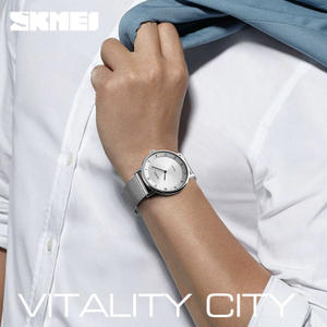 Azul del reloj SKMEI reloj de los hombres de imán hebilla correa de malla de reloj de pulsera de la marca de lujo relojes de cuarzo Ultra delgado reloj deporte reloj Masculino - Product Image 4