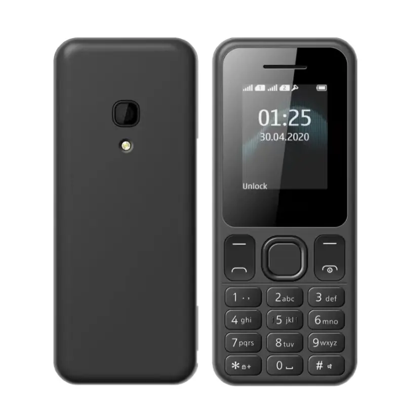 Zwarte Kleur Bulk 1.77 Inch Mini Mobiele Telefoon Met Hd-Scherm Lange Standby Sterke Zaklamp Dual Simkaart Continu Telefoongesprek