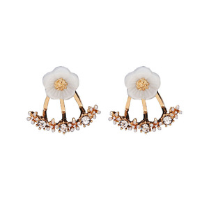 Version coréenne de Simple cristal petit <span class=keywords><strong>Zou</strong></span> Ju fleur boucles d'oreilles dos suspendus bijoux boucles d'oreilles femmes - Product Image 1