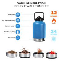 Bouteille d'eau pour animaux de compagnie avec logo personnalisé, 2 bols amovibles, 3 en 1, en acier inoxydable, isolée sous vide, distributeur d'eau de voyage, flacon isotherme 24h, pour l'extérieur