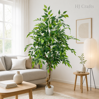 Ficus pleureur artificiel de 150 cm de haut, feuilles vertes réalistes, faux ficus en pot pour la décoration de villas, hôtels et salons