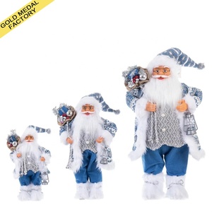 크리스마스 장식 Navidad 인공 블루 은색 산타 클로스 크리스마스 장식 인형 크리스마스 산타 클로스 파티 선물 - Product Image 1