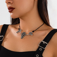 Gothique Crâne Réglable Corde Colliers Ras Du Cou pour Femmes Vintage Design Chaîne de Cou pour Femme Bijoux de Mode Accessoire d'Halloween