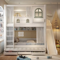 Lit superposé double pour enfants avec barrière de sécurité haute, lit combiné mère-enfant haut et bas sans interférences