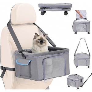 Elevador de asiento de coche para gatos 4 en 1, <span class=keywords><strong>perros</strong></span> pequeños, gatos, <span class=keywords><strong>ruedas</strong></span> extraíbles, Correa con Clip, almohadilla gruesa, cama de viaje para mascotas, Transportador Elevado para gatos - Product Image 2