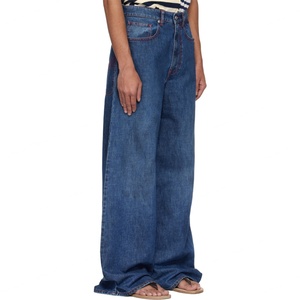 Pantalones Vaqueros Retro Azules para Hombre, Corte Holgado, Pierna Ancha, Estilo Baggy, Desgastados, de Algodón - Product Image 3