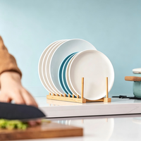 Égouttoir de rangement en bambou pour assiettes, bols, tasses, livres, couvercles de casseroles, planches à découper, support de séchage, organisateur pour armoire de cuisine