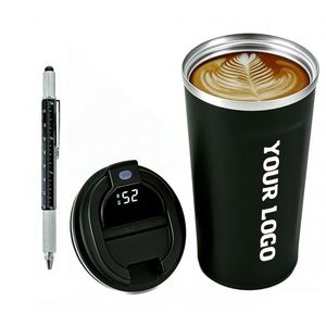 Custom Logo Smart Led Temperature Display Promo Business Gift Coffee Mug Digital Stainless Steel Tumbler Travel Water Bottle - Product Image 1