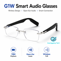 Kacamata Audio Pintar G1W Rimless Frameless V5.4 Kontrol Geser Sentuh 15 Jam Pemutaran Musik Dapat Dilepas dengan Resep Kacamata Anti Cahaya Biru