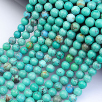 Perles de Pierres Précieuses en Turquoise Véritable Naturelle du Hubei de Haute Qualité, 6 mm pour la Fabrication de Bijoux DIY, 38 cm