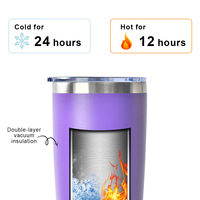 Gobelet personnalisé de 20 oz en acier inoxydable à double paroi tasse à café isolée sous vide de l'eau 20 oz tasses de voiture de voyage avec couvercle