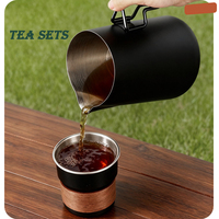 Portable Camping en plein air voyage 304 acier inoxydable café théière thé tasse ensemble