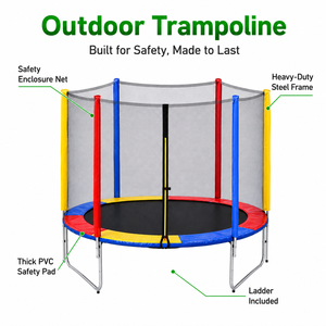 <span class=keywords><strong>Trampoline</strong></span> de jardin pour enfants de 10 pieds et 12 pieds avec filet de sécurité, grand <span class=keywords><strong>trampoline</strong></span> rond d'<span class=keywords><strong>extérieur</strong></span> pour centre de loisirs familial - Product Image 2