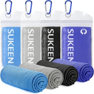 Serviettes rafraîchissantes Sukeen, lot de 4 (forme rectangulaire 40x12 pouces), microfibre douce et respirante pour le yoga, le sport, la course à pied, la gym, le camping, la remise en forme - Product Image 1