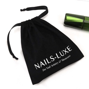 Manteau de <span class=keywords><strong>femme</strong></span> en coton noir avec impression de logo personnalisé sac de rangement de voyage <span class=keywords><strong>pour</strong></span> le séchoir à cheveux pochette de shopping en mousseline de coton avec cordon de serrage - Product Image 3