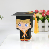 Hot Sale Cartoon Boy Girl Geschenk box Abschluss dekoration Candy Boxes Bachelor Hat Schokoladen geschenke für Herzlichen Glückwunsch Grad Feier