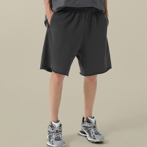 Biểu Tượng Tùy Chỉnh 380gsm Pháp Terry Quần Short Nặng Xl Kích Thước 100% Cotton Màu Xám Đen Với Túi & Dây Kéo Rắn In & Nguyên Hem - Product Image 2