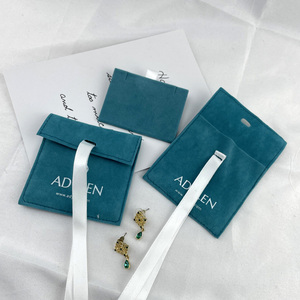 Emballage personnalisé pour cadeaux, enveloppe en velours, sac en microfibre suédée, pochettes à bijoux avec cartes d'insertion pour présentation de bijoux, logo imprimé - Product Image 6