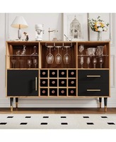 Meuble Bar à Vin Moderne en Bois RTA pour Commandes en Gros, Luxe avec Éclairage LED et Station de Recharge pour Salon et Salle à Manger