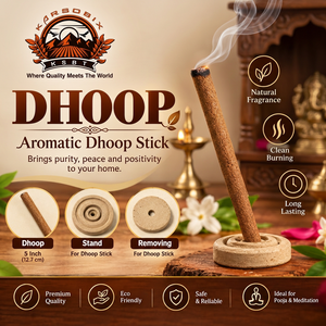 KARSOBIX Dhoop-Stäbchen 5 Zoll Natürlicher Duft Indische Räucherstäbchen für Pooja Meditation Umweltfreundlicher Keramikständer Inklusive - Product Image 5