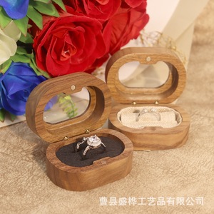 Boîte à bijoux en bois de forme ovale avec doublure pour ranger les bagues et les boucles d'oreilles - Product Image 3
