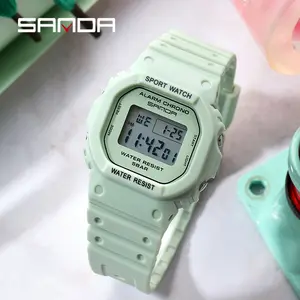 Sanda factory direct square multi-function electronic watch sports waterproof luminous wholesale student fashion