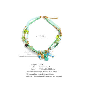 Kalung Liontin Ikan Gaya <span class=keywords><strong>Boho</strong></span> JINYOU 1423 dengan Mutiara Imitasi dan Manik-manik Kristal Multi Untai dari Baja Anti Karat - Product Image 6