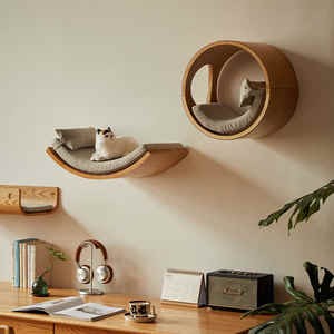 Katı ahşap kedi yatak ve tırmanma ahşap çatkı duvar monte güneş mağara yıl boyunca kullanım alanı tasarrufu tasarımı ile karton ambalaj - Product Image 5