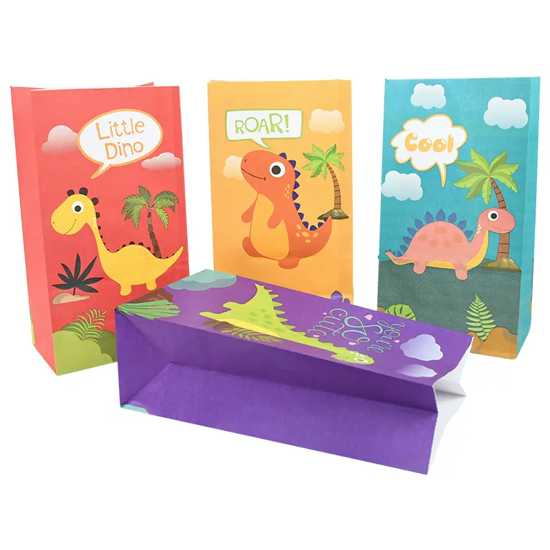 Dinosaurier Geschenk Papiertüte mit Aufklebern Party zubehör Kinder Mädchen Geburtstag Candy Bag Dekorationen Baby Shower Geschenk beutel süß