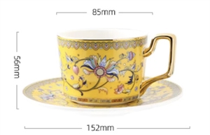 Juego de Té de Porcelana Fina Amarilla con Detalles en Oro - Taza y Platillo de Porcelana Resistentes al Calor de 250 ml, Caja de Regalo Premium, OEM/ODM - Product Image 6