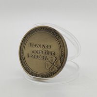 Médaille commémorative en bronze antique plaqué argent, sculptée en 3D, en forme de cœur avec la lettre 'LOVE', pour la fête des pères, confession d'amour, en métal