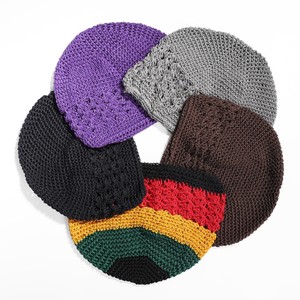 Chapeau <span class=keywords><strong>Rasta</strong></span> Kufi tendance, bonnet en crochet, bonnet polyvalent en polyester multicolore, bonnets <span class=keywords><strong>de</strong></span> prière musulmans tricotés à la main - Product Image 1